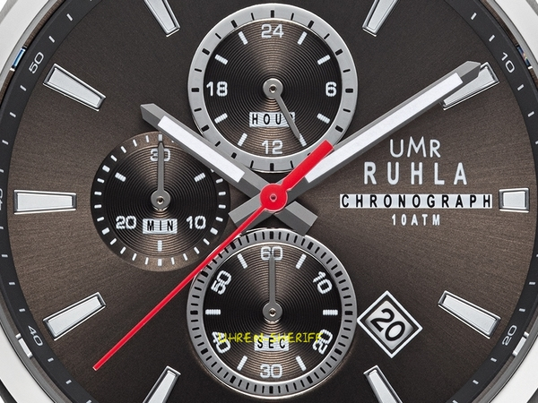 UMR Ruhla Chrono 80512M Zifferblatt Makro